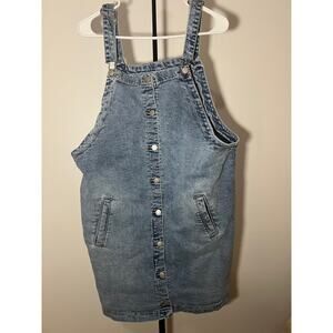 Celebrity Pink Denim Overall Dress Jumper Button Front Pinafore XXL